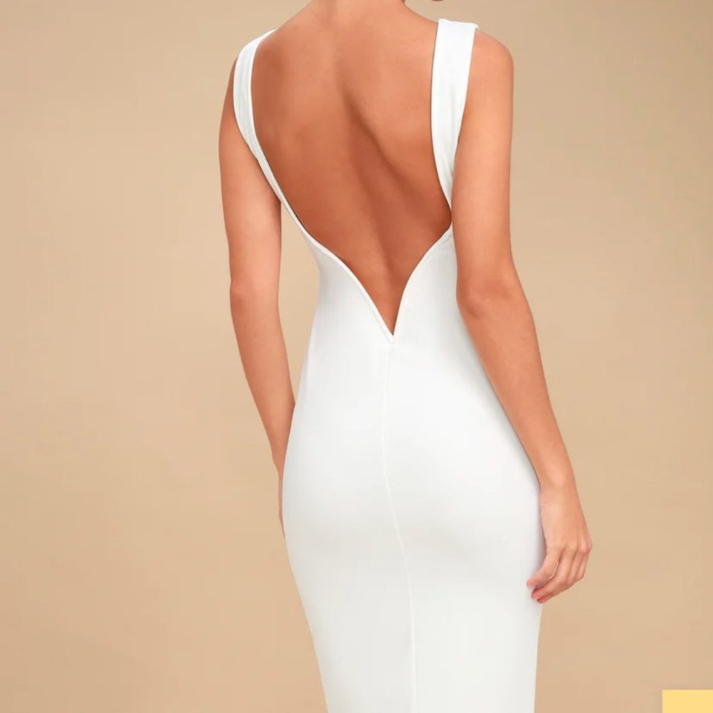 Lulus So Stunning White Backless Midi Dress